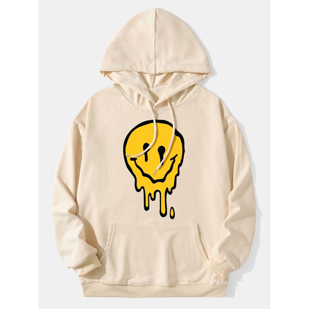 Mens Drip Smile Face Graphic Kangaroo Pocket Drawstring Hoodies Winter Mens Drip Smile Face Graphic Kangaroo Pocket Drawstring Hoodies Winter