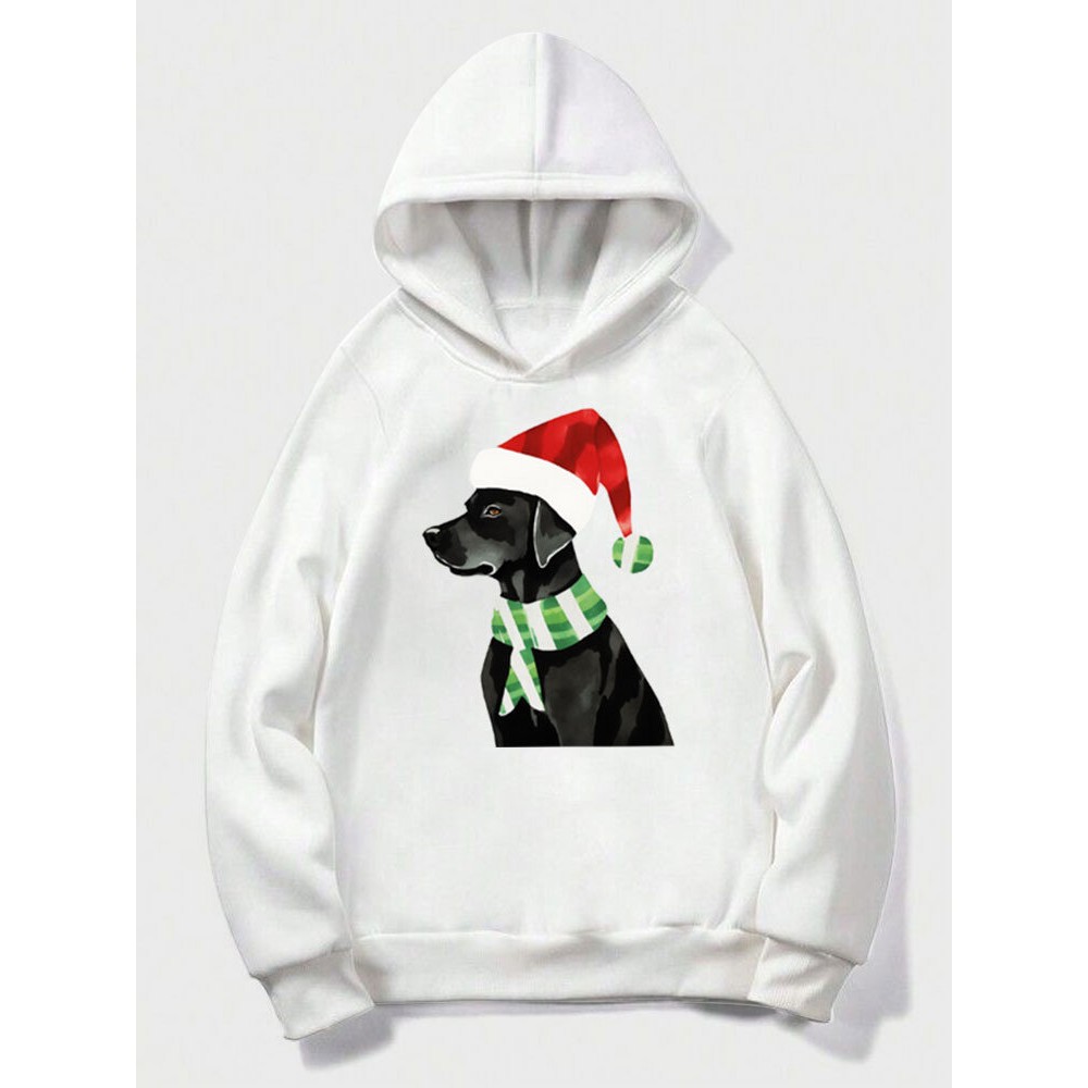 Mens Christmas Dog Graphic Casual Long Sleeve Hoodies Winter Mens Christmas Dog Graphic Casual Long Sleeve Hoodies Winter