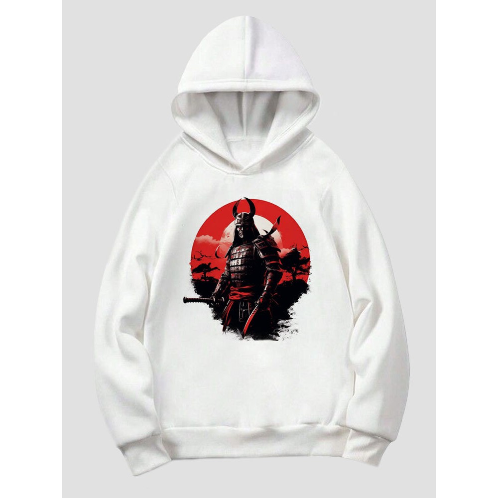 Mens Japanese Ninja Figure Graphic Long Sleeve Hoodies Winter Mens Japanese Ninja Figure Graphic Long Sleeve Hoodies Winter