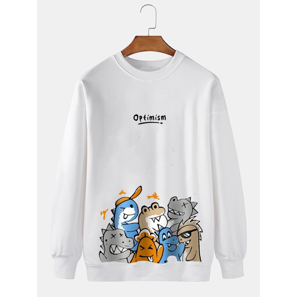 Mens Cartoon Chicken Letter Print Crew Neck Pullover Sweatshirts Winter Mens Cartoon Chicken Letter Print Crew Neck Pullover Sweatshirts Winter