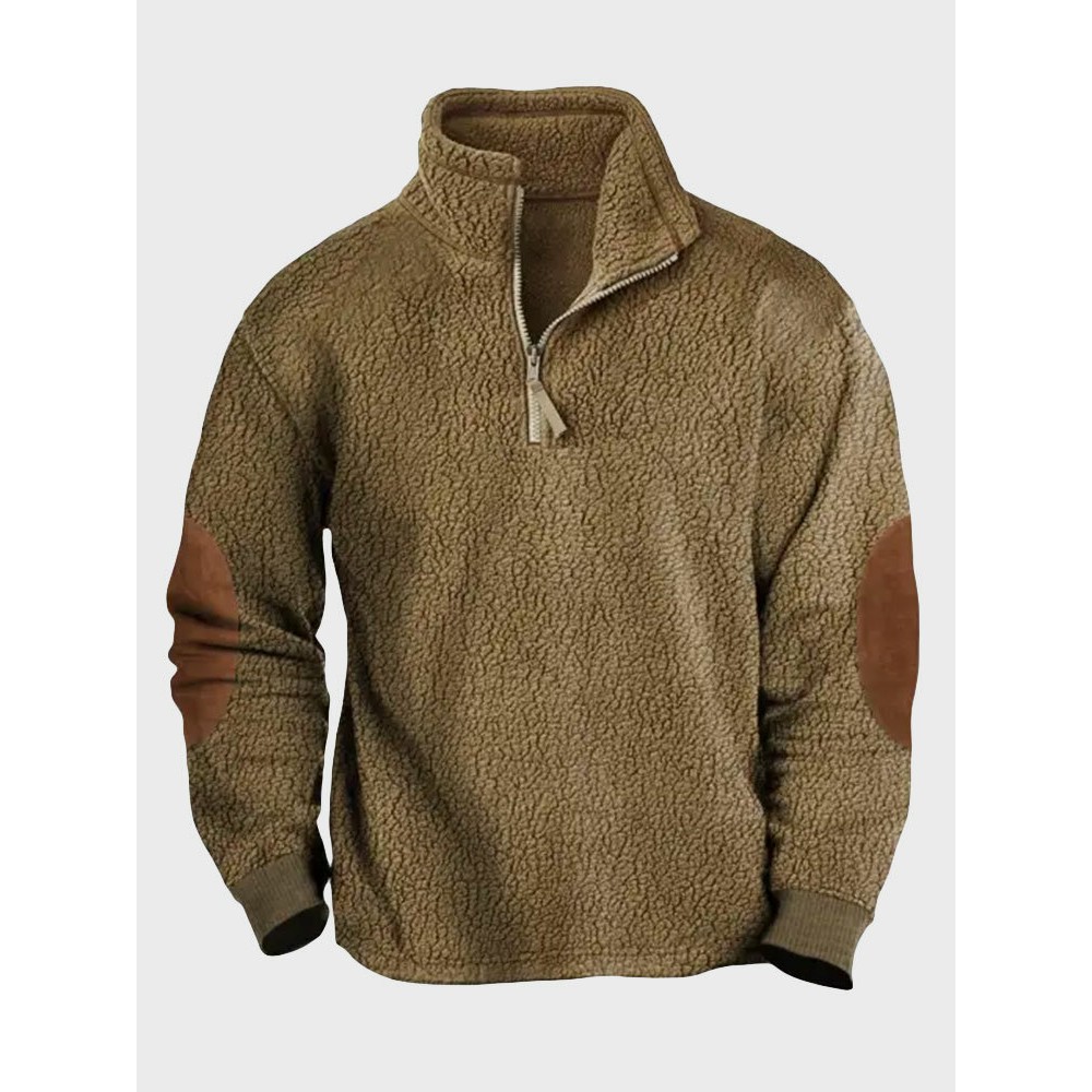 Mens Texture Contrast Patchwork Half Zip Pullover Sweatshirts Winter Mens Texture Contrast Patchwork Half Zip Pullover Sweatshirts Winter